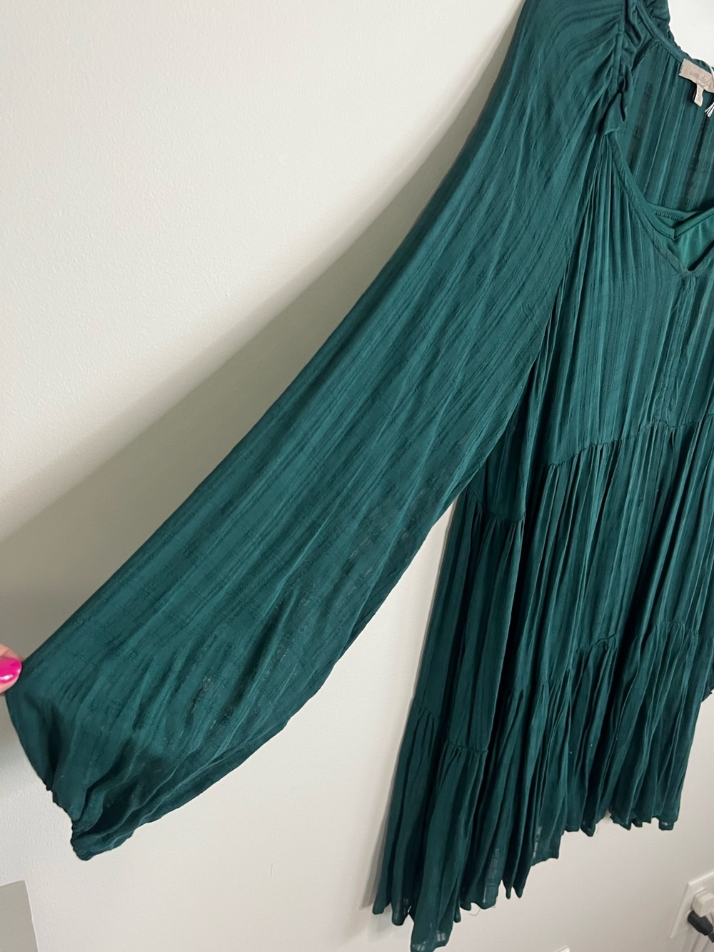 Wonderly Deep Green Long Sleeve Tiered Dress - Picture 3 of 4